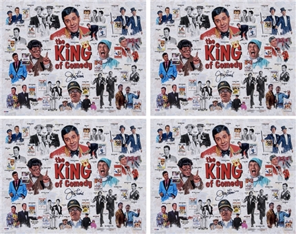 Lot of (4) Jerry Lewis Signed 16 x 20 Photograph Collage With Dean Martin Titled "The King of Comedy" (PSA/DNA)